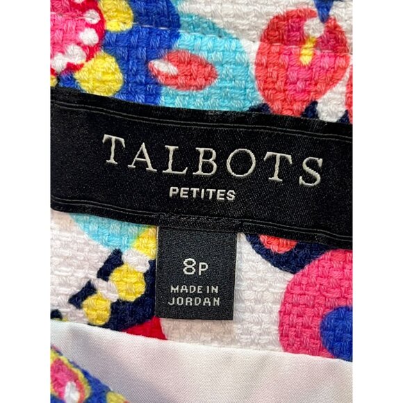 Talbots Women's Cotton Pencil Skirt Flat Front Sz 8p Multicolor Paisley Back Zip - Picture 3 of 11